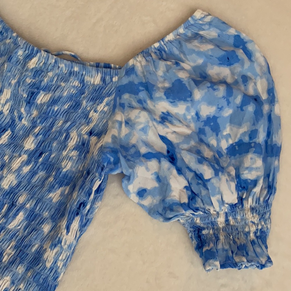 Faithfull The Brand | Magnolia Smocked Mini Dress Blue Roos Tie Dye (M/6) - Picture 14 of 16